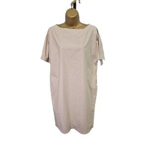 Woo Beige Shift Dress Womens Sz XL Lagenlook Boxy Minimalist Tan Peasant Capsule